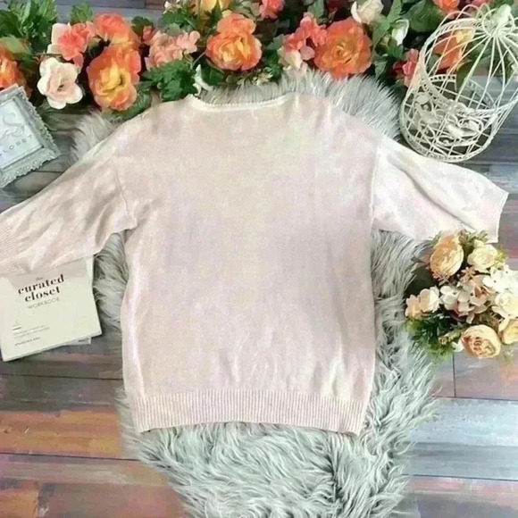 Vintage Western Connection Coquette Rose Cotton Blend Sweater Ribbons & Pearls - Picture 4 of 10